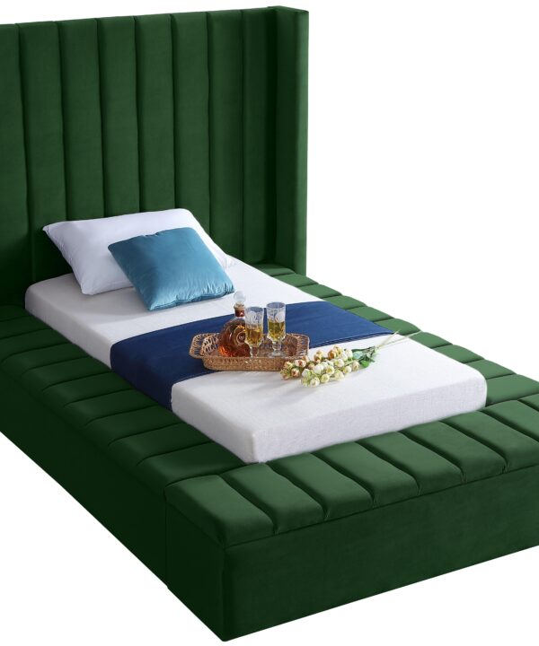 Kiki Green Velvet Twin Bed (3 Boxes)