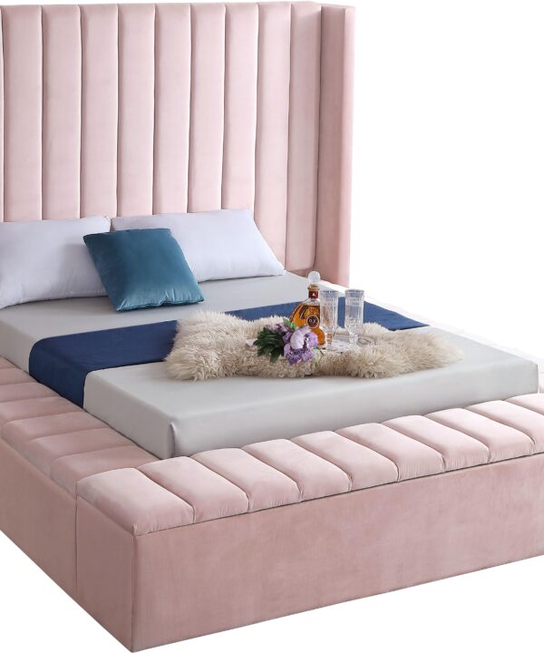 Kiki Pink Velvet Full Bed (3 Boxes)