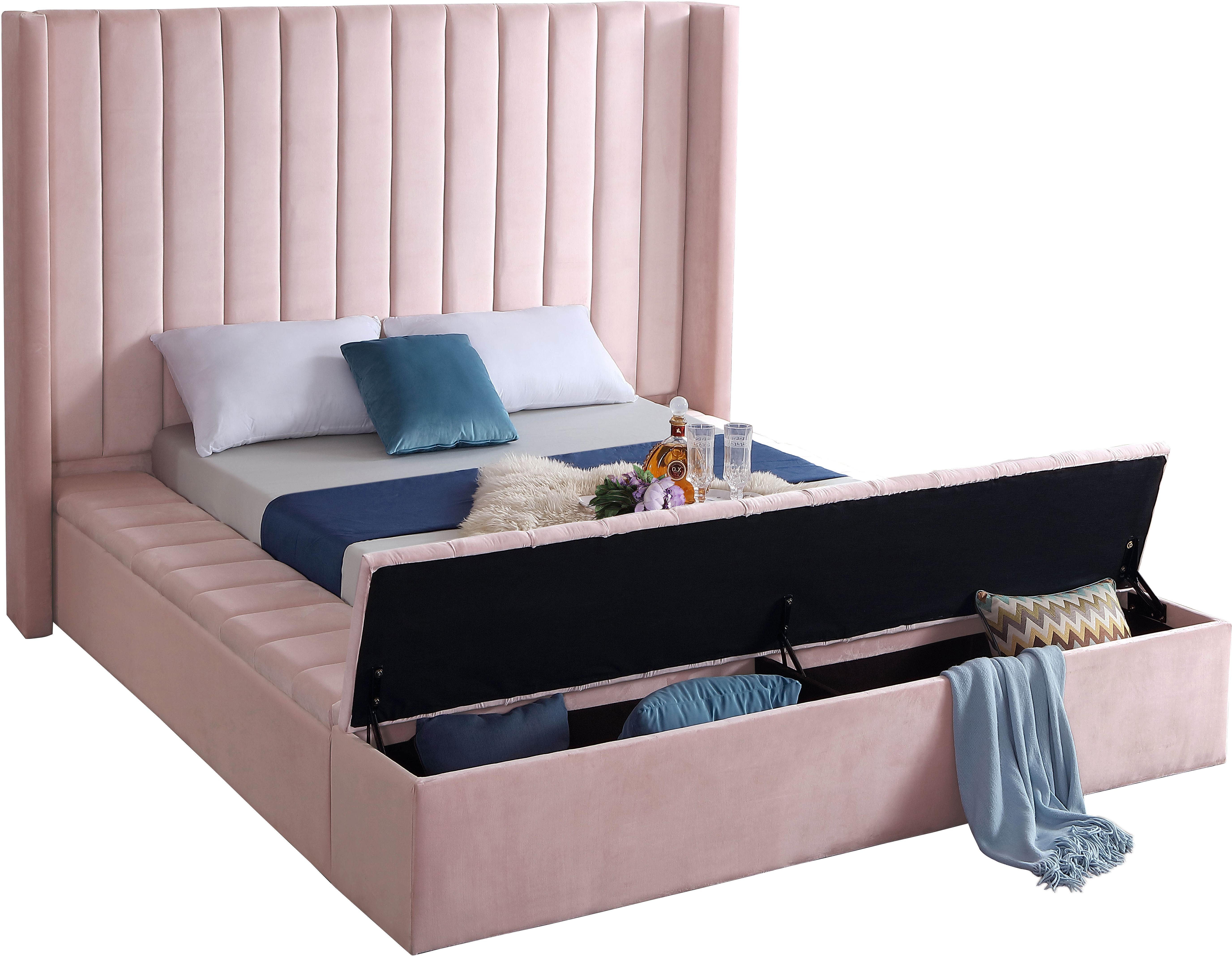 Kiki Pink Velvet King Bed (3 Boxes) - Image 2