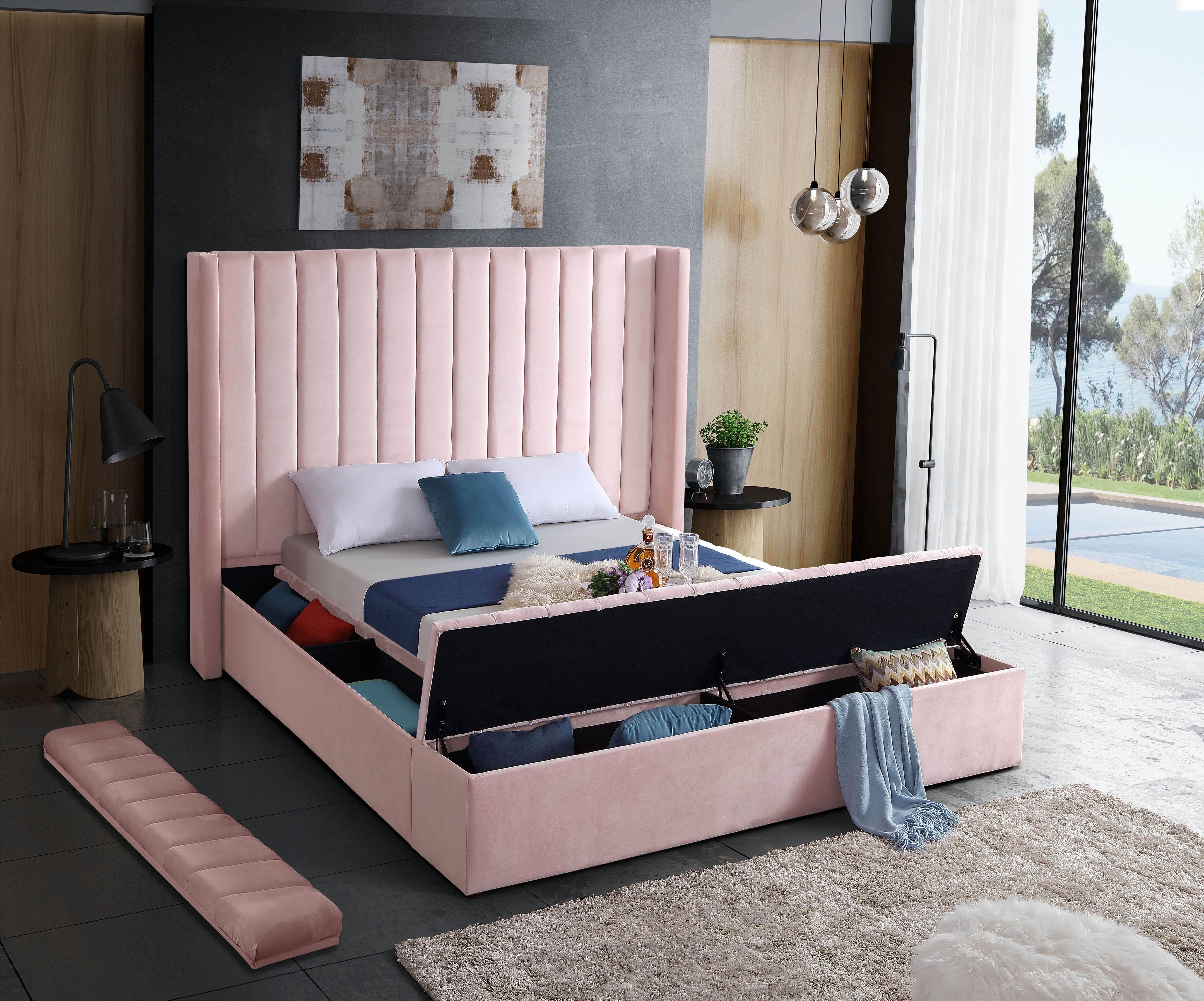 Kiki Pink Velvet King Bed (3 Boxes) - Image 5