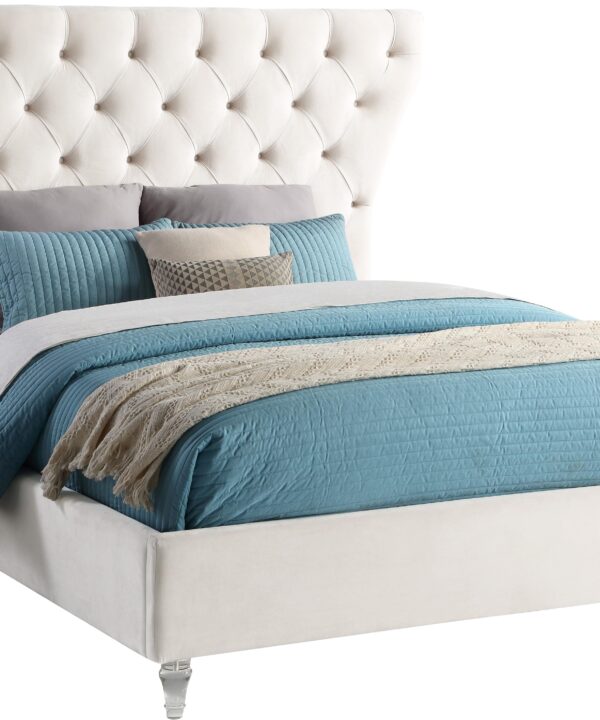 Kira Cream Velvet Queen Bed
