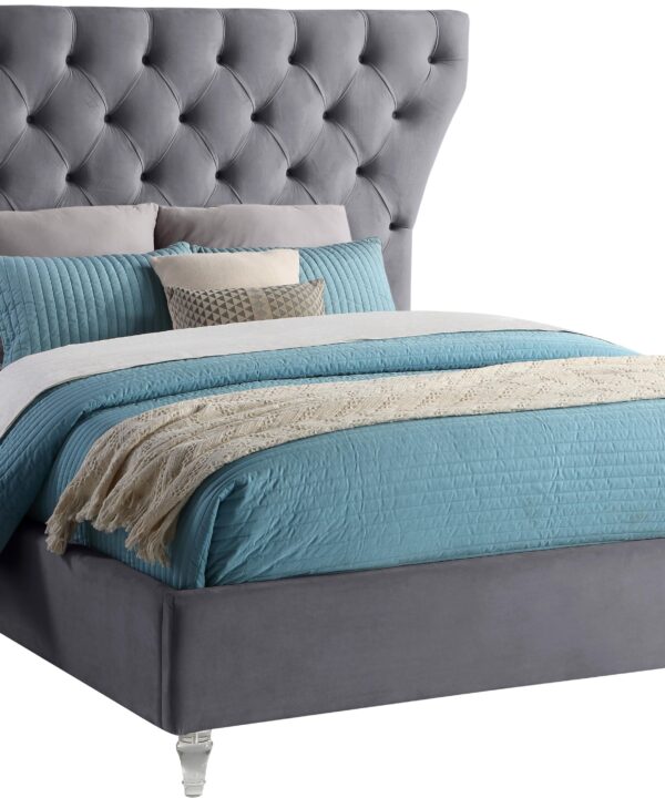 Kira Grey Velvet King Bed