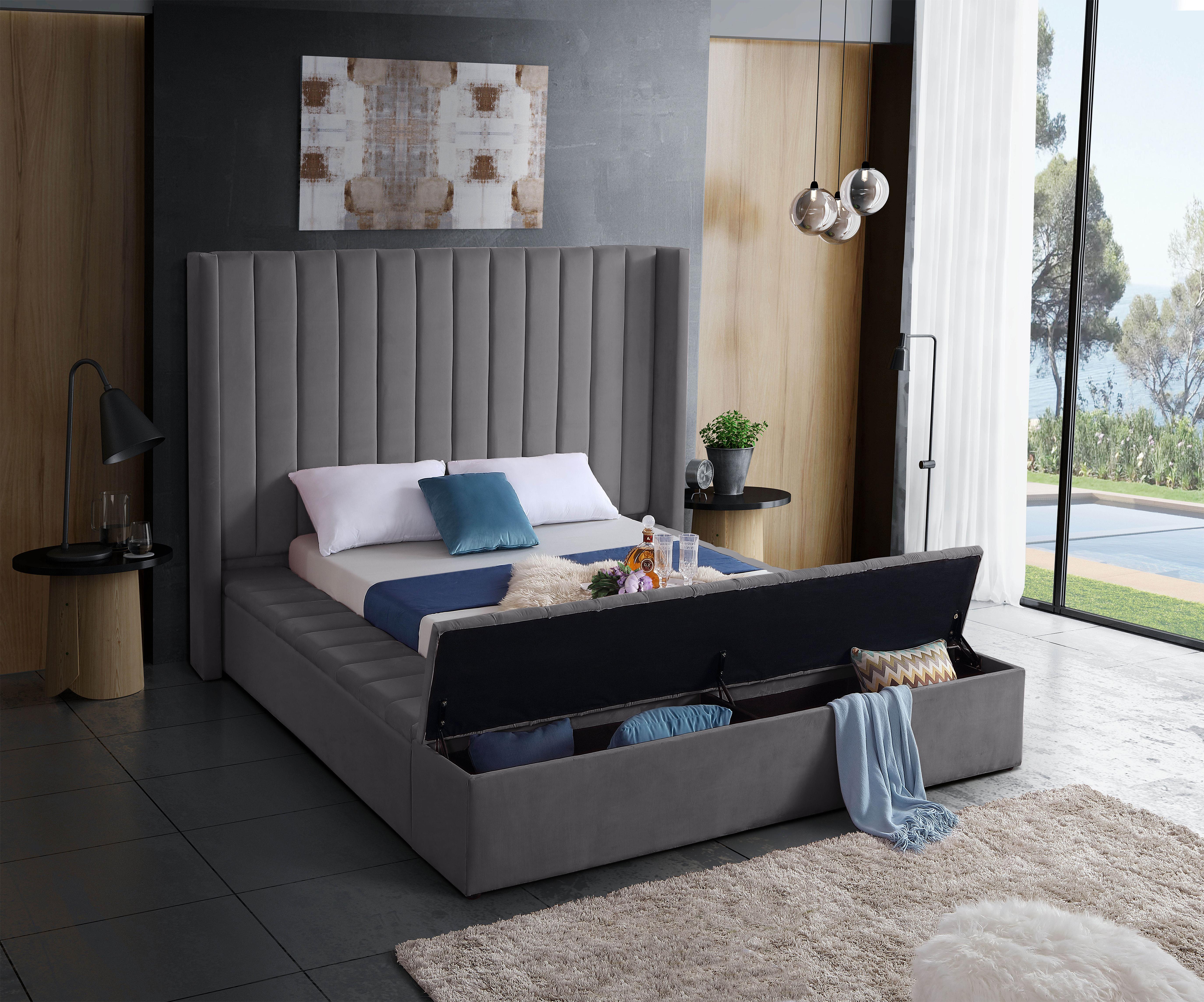 Kiki Grey Velvet King Bed (3 Boxes) - Image 3