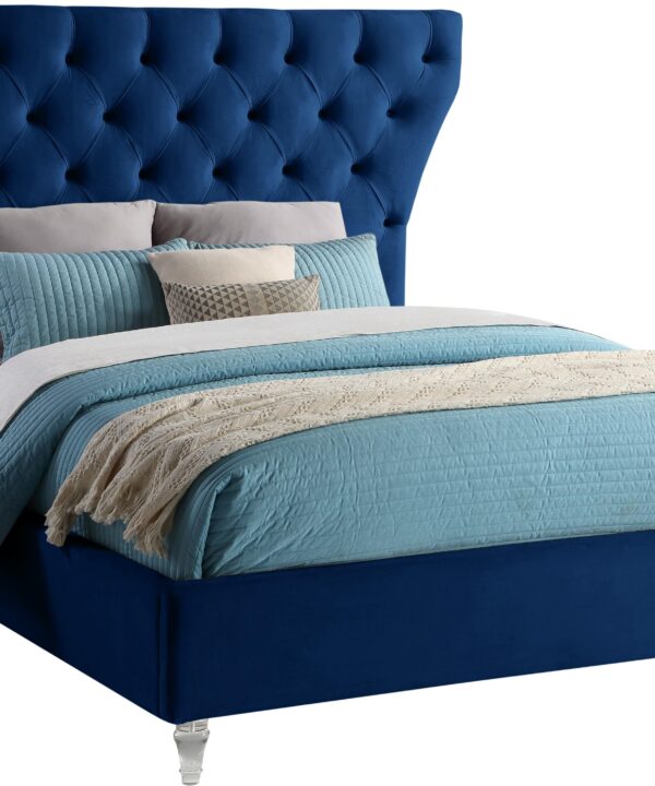 Kira Navy Velvet King Bed
