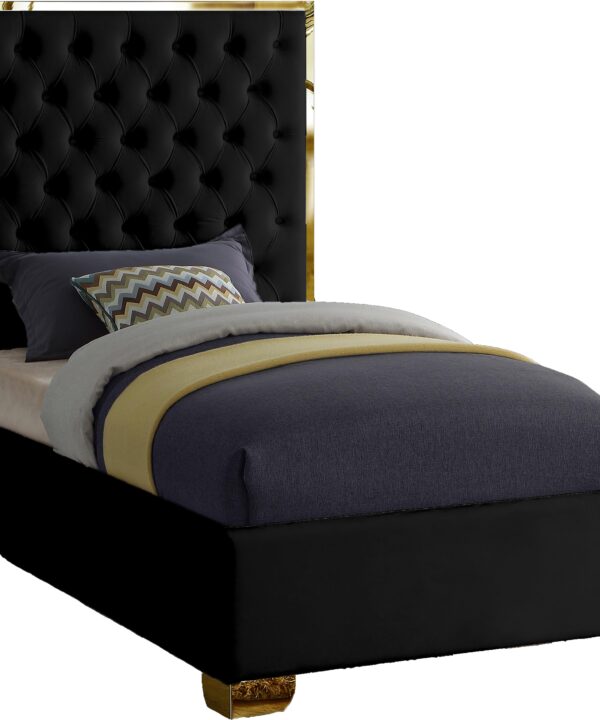 Lana Black Velvet Twin Bed