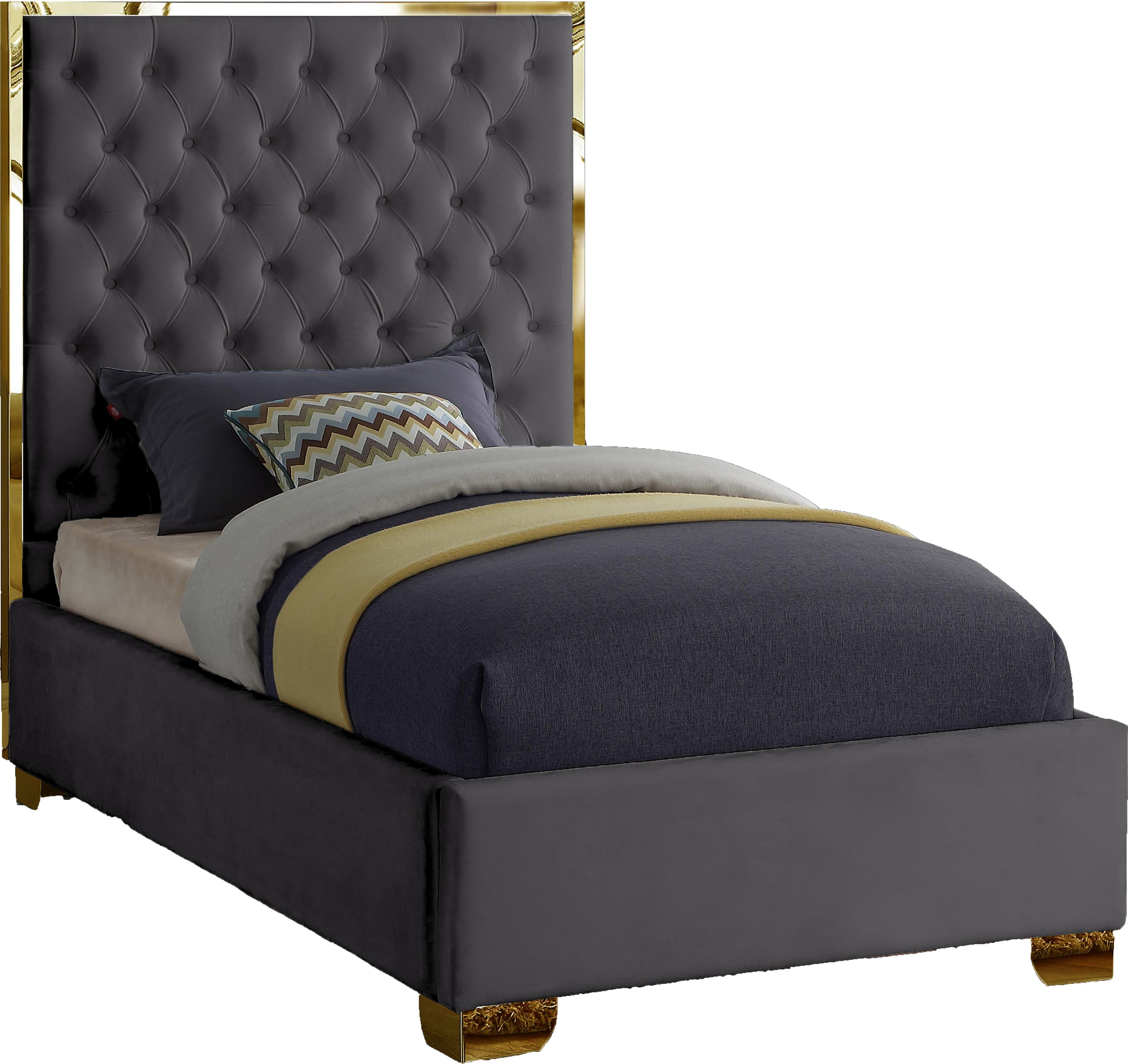Lana Grey Velvet Twin Bed - Luxe Home Furnishings (Jersey City, NJ)