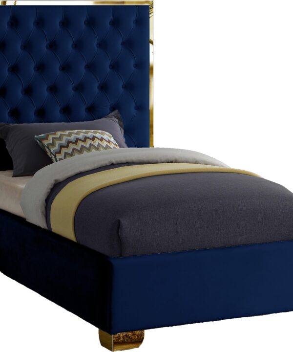 Lana Navy Velvet Twin Bed - Luxe Home Furnishings (Jersey City, NJ)