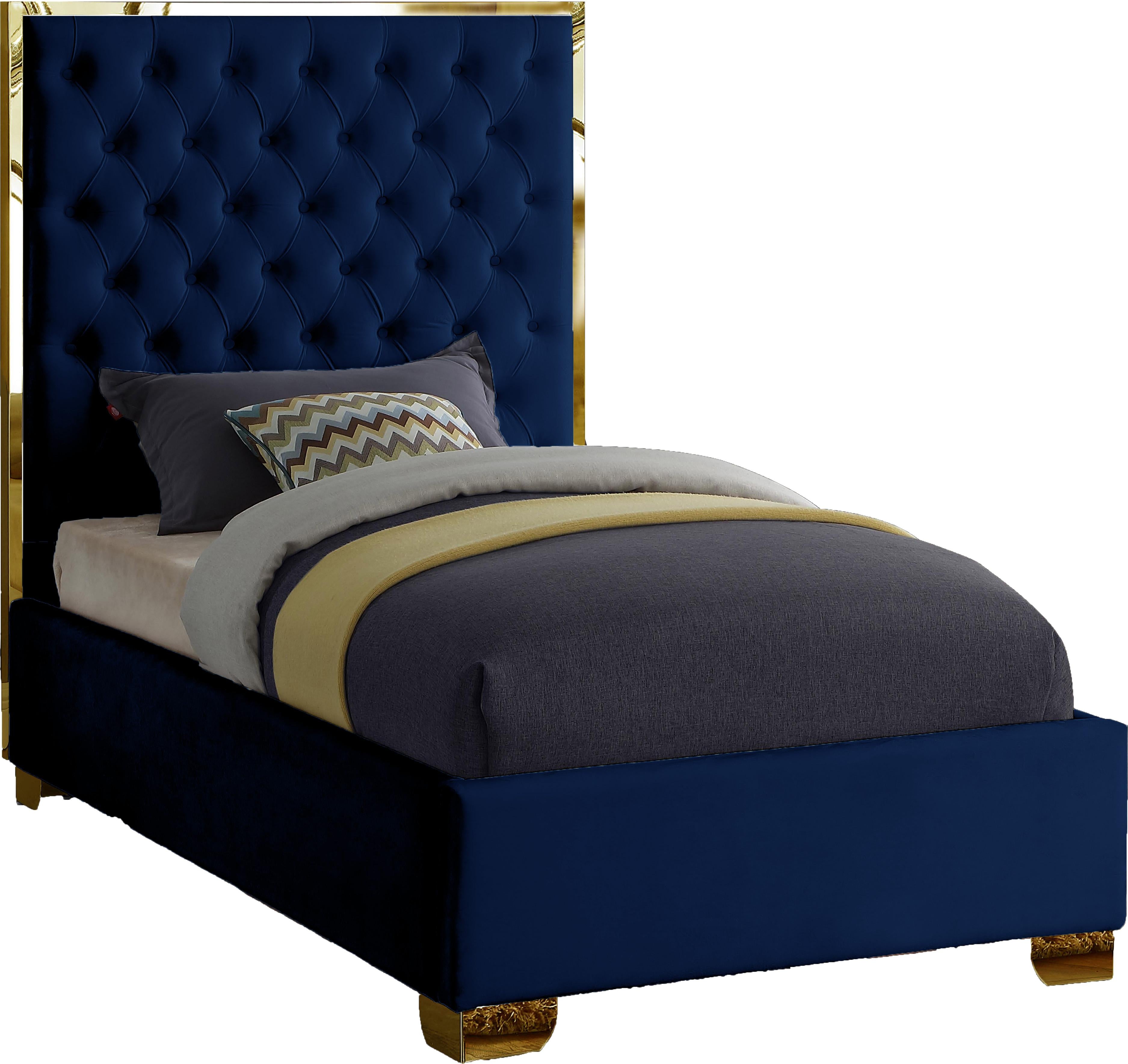 Lana Navy Velvet Twin Bed - Luxe Home Furnishings (Jersey City, NJ)