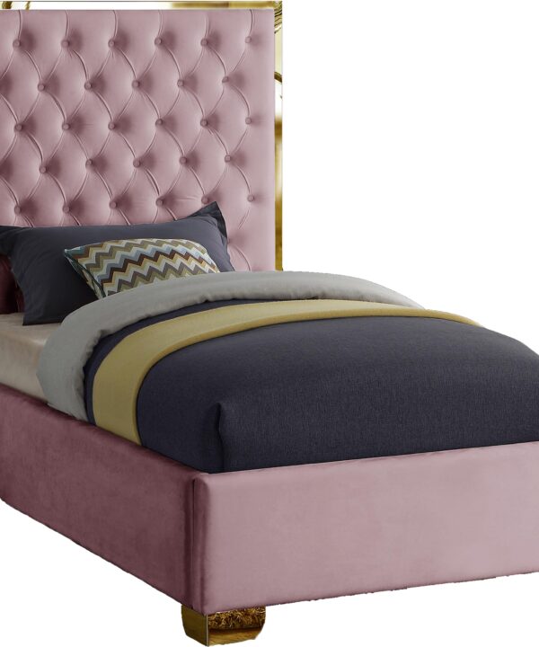 Lana Pink Velvet Twin Bed - Luxe Home Furnishings (Jersey City, NJ)