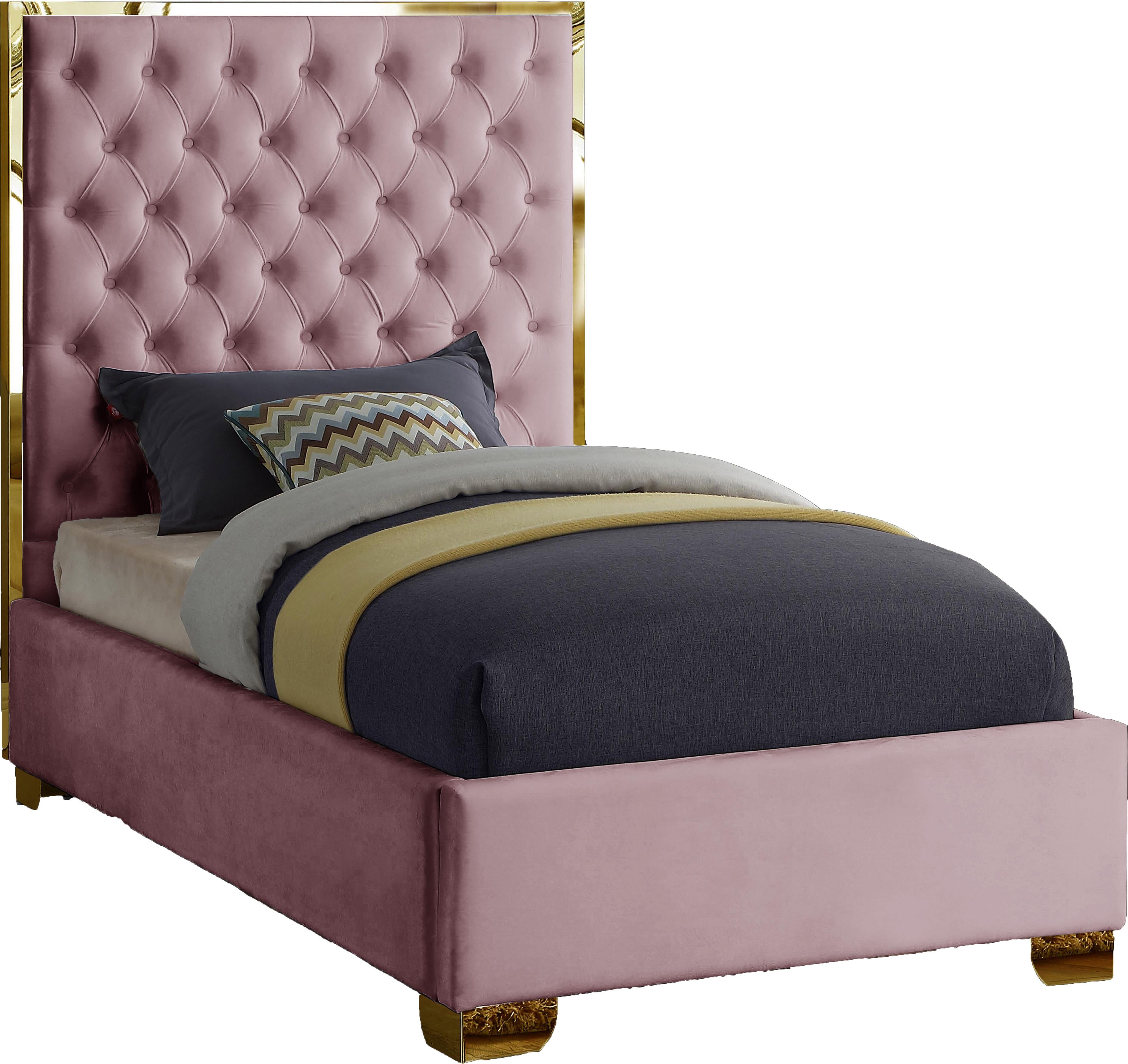 Lana Pink Velvet Twin Bed - Luxe Home Furnishings (Jersey City, NJ)