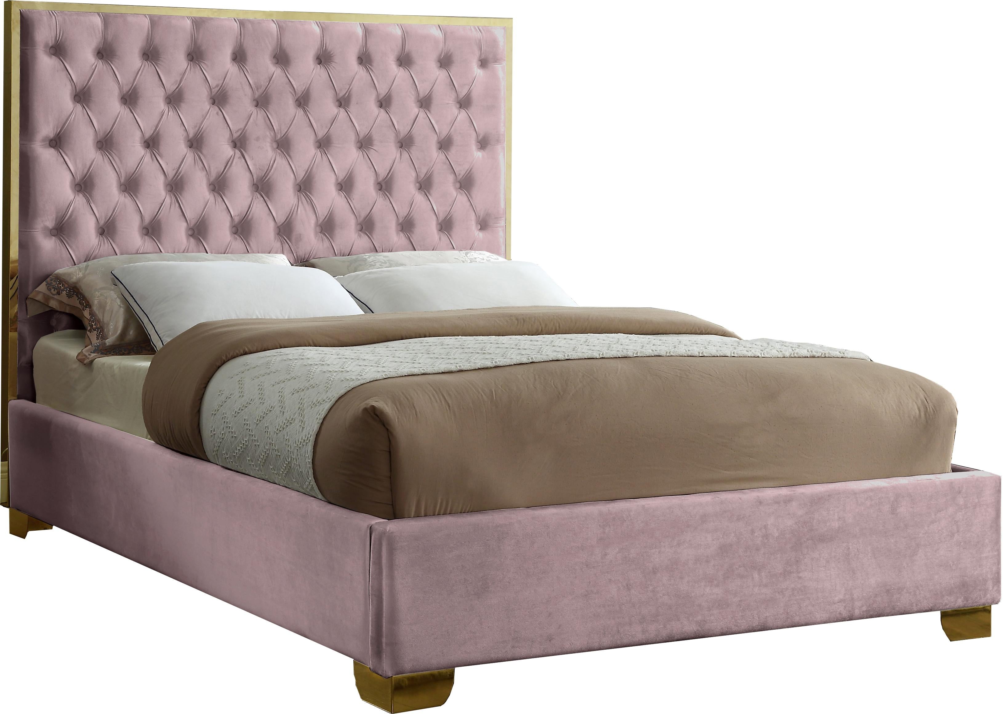 Lana Pink Velvet Queen Bed - Luxe Home Furnishings (Jersey City, NJ)