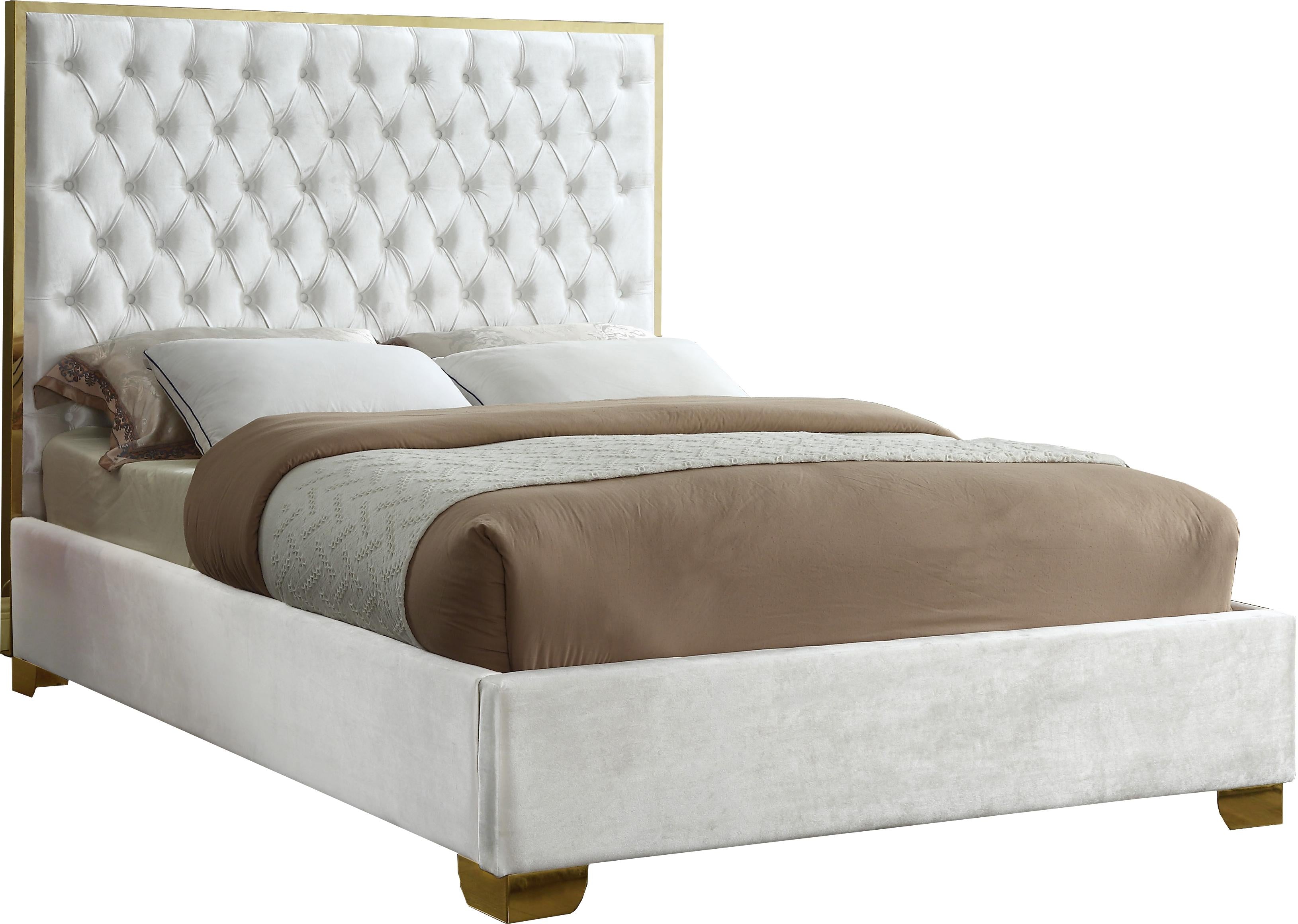 Lana White Velvet Queen Bed - Luxe Home Furnishings (Jersey City, NJ)