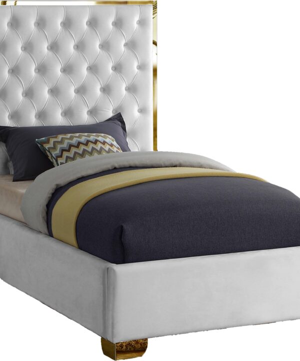 Lana White Velvet Twin Bed - Luxe Home Furnishings (Jersey City, NJ)