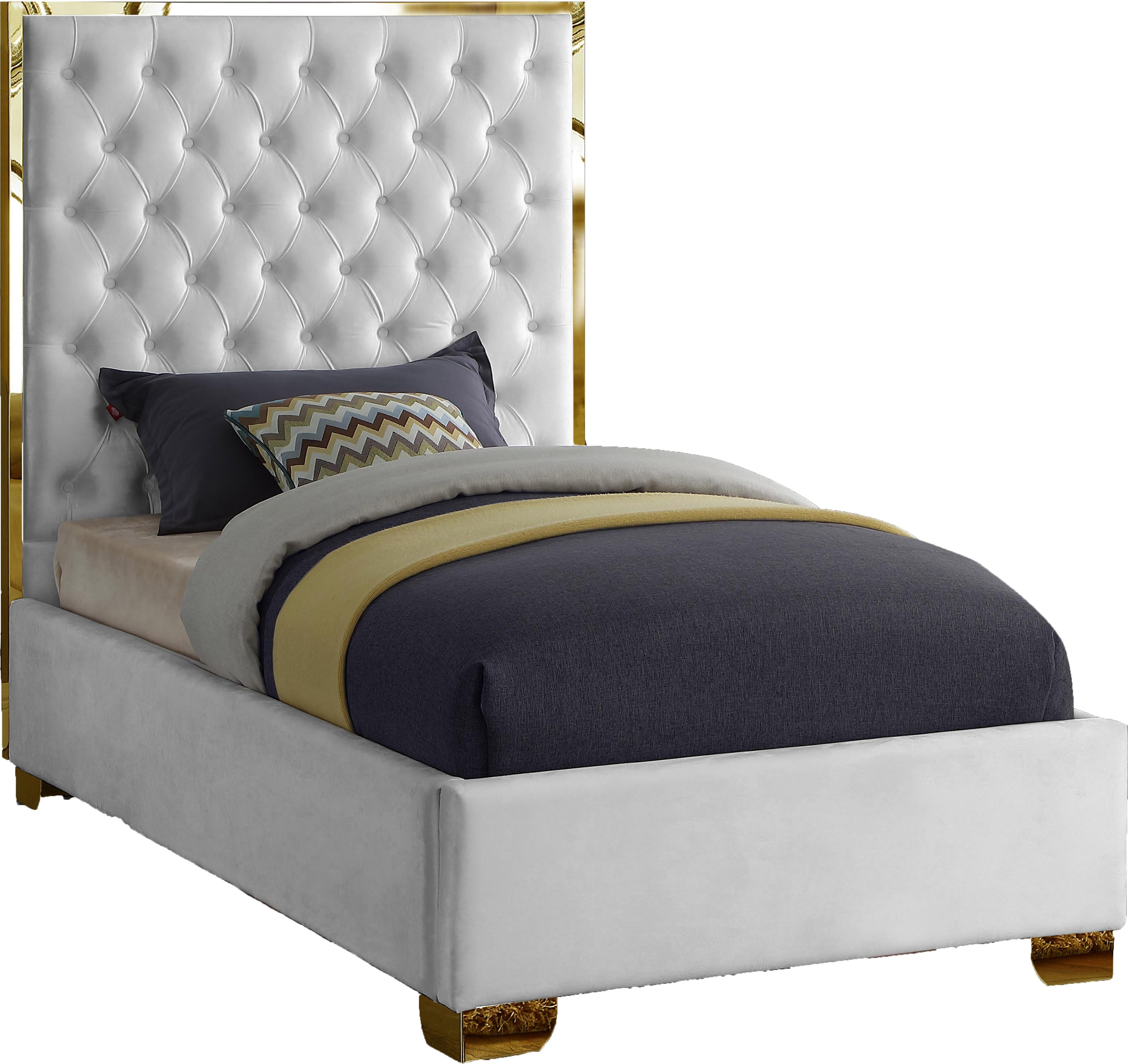 Lana White Velvet Twin Bed - Luxe Home Furnishings (Jersey City, NJ)