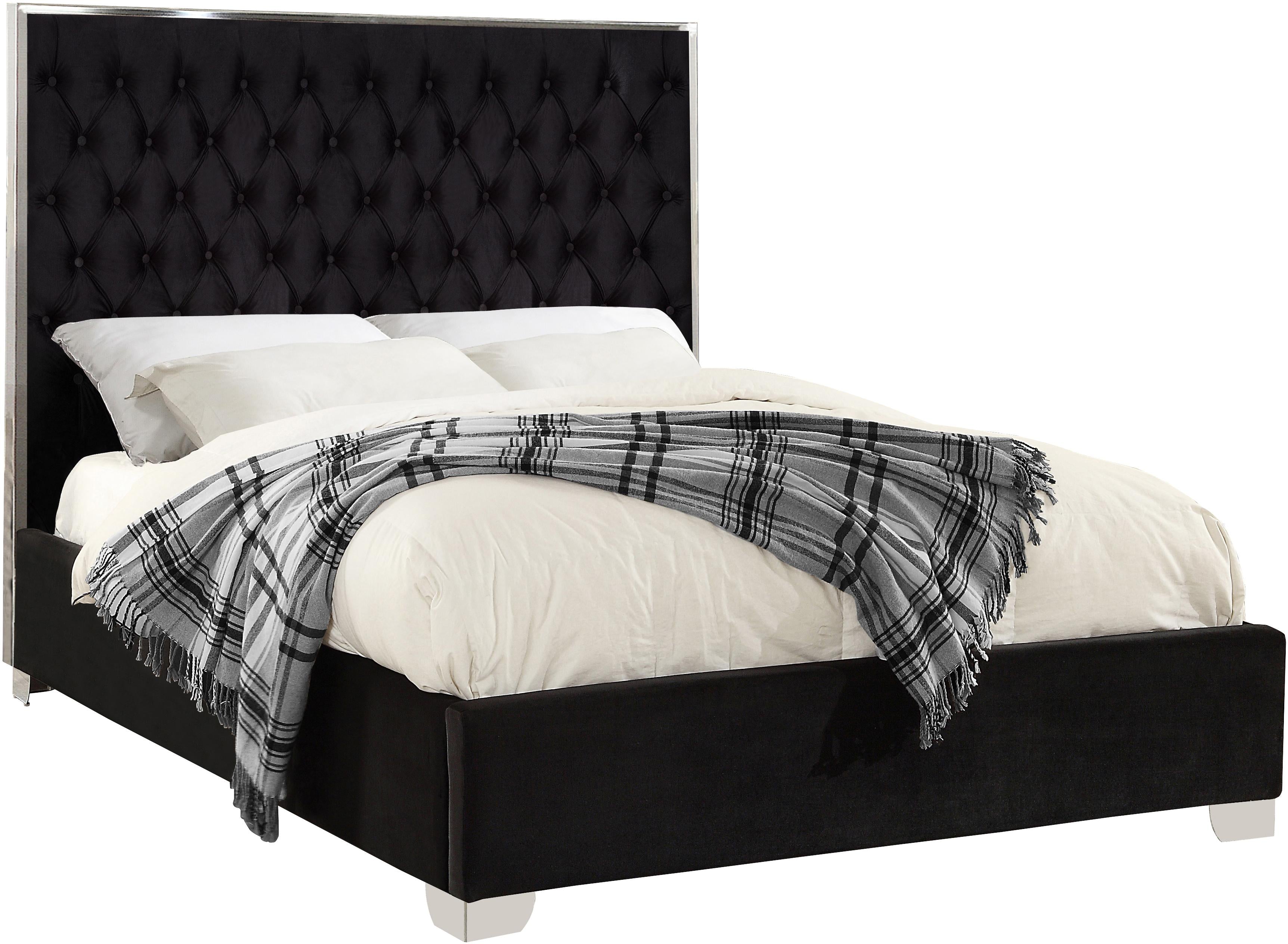 Lexi Black Velvet Queen Bed - Luxe Home Furnishings (Jersey City, NJ)