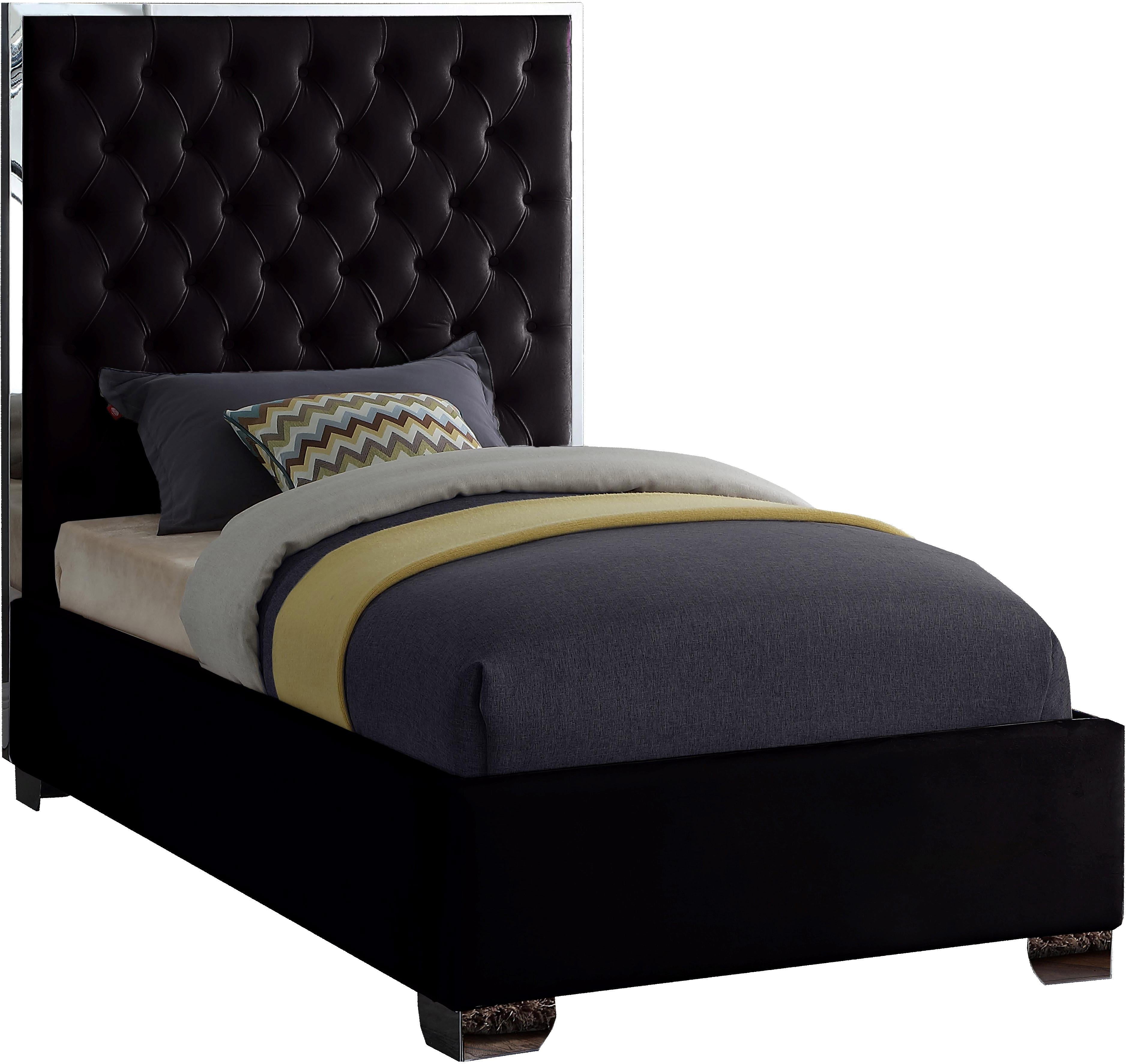 Lexi Black Velvet Twin Bed - Luxe Home Furnishings (Jersey City, NJ)