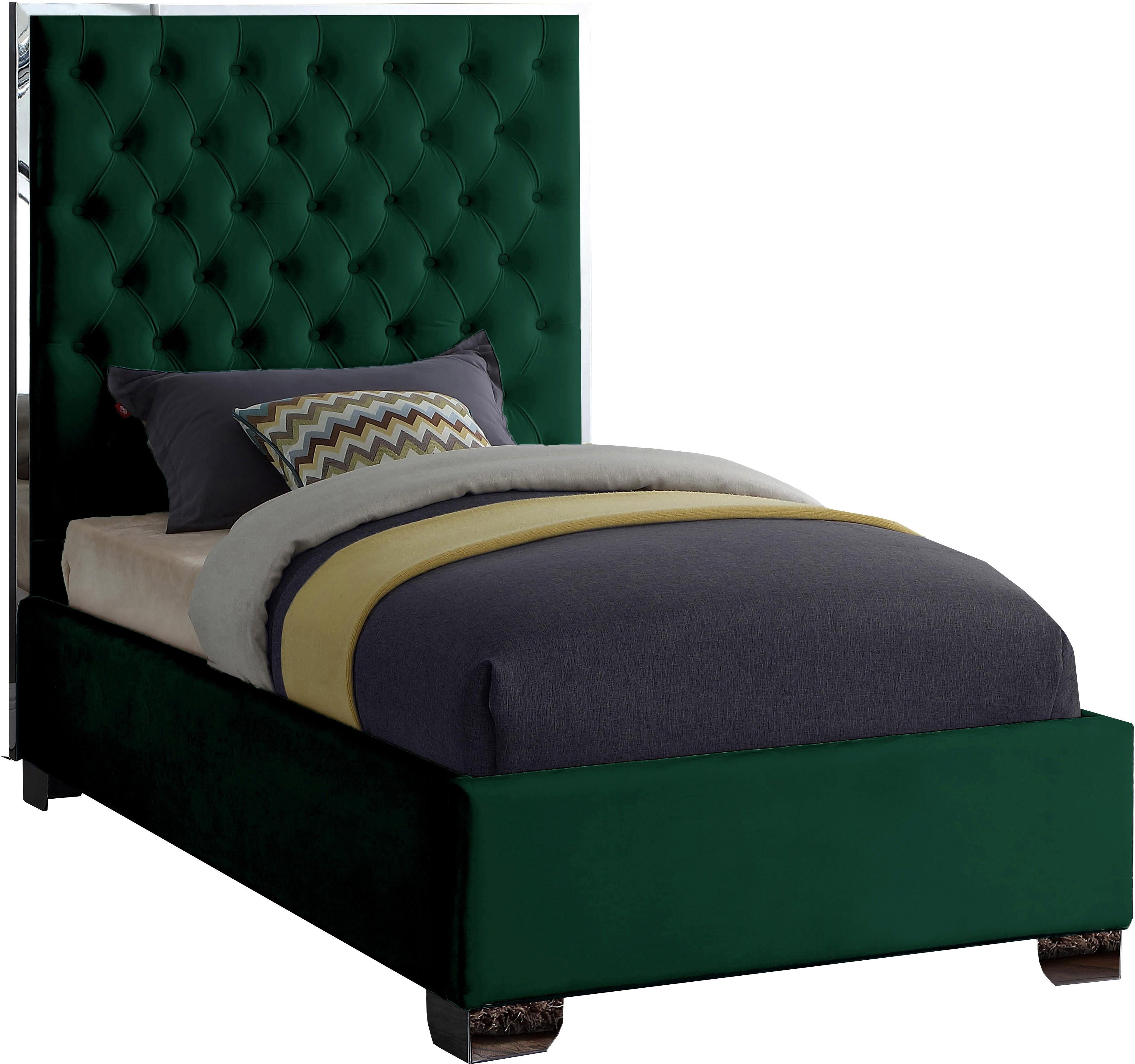 Lexi Green Velvet Twin Bed - Luxe Home Furnishings (Jersey City, NJ)