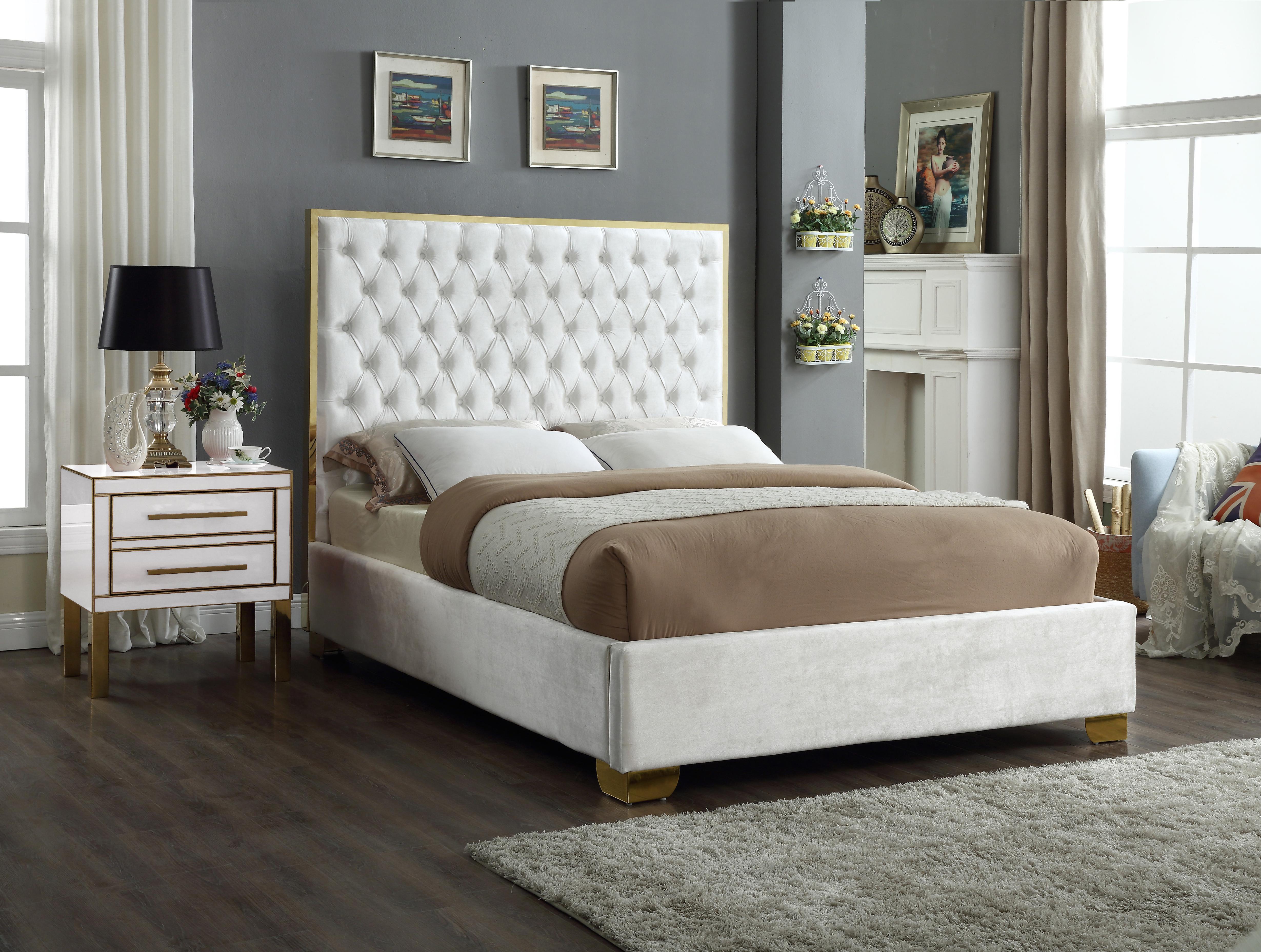 Lana White Velvet Queen Bed - Luxe Home Furnishings (Jersey City, NJ)