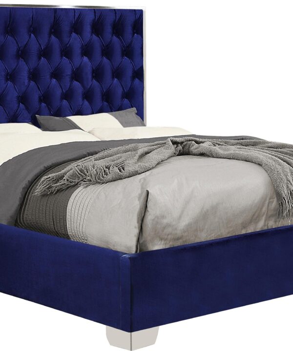 Lexi Navy Velvet Full Bed - Luxe Home Furnishings (Jersey City, NJ)