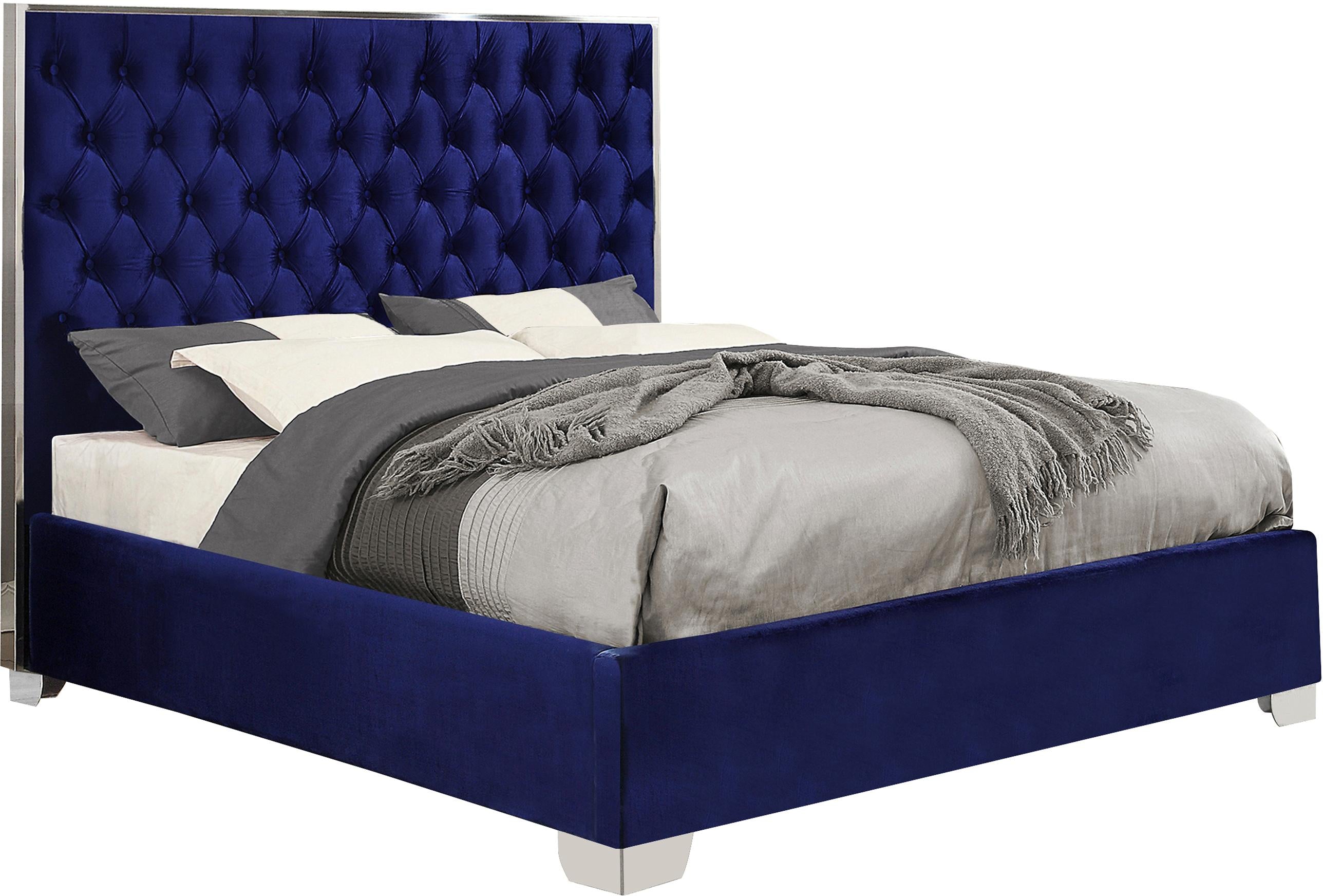 Lexi Navy Velvet King Bed - Luxe Home Furnishings (Jersey City, NJ)