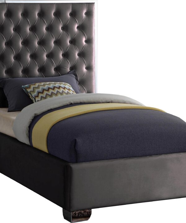 Lexi Grey Velvet Twin Bed - Luxe Home Furnishings (Jersey City, NJ)
