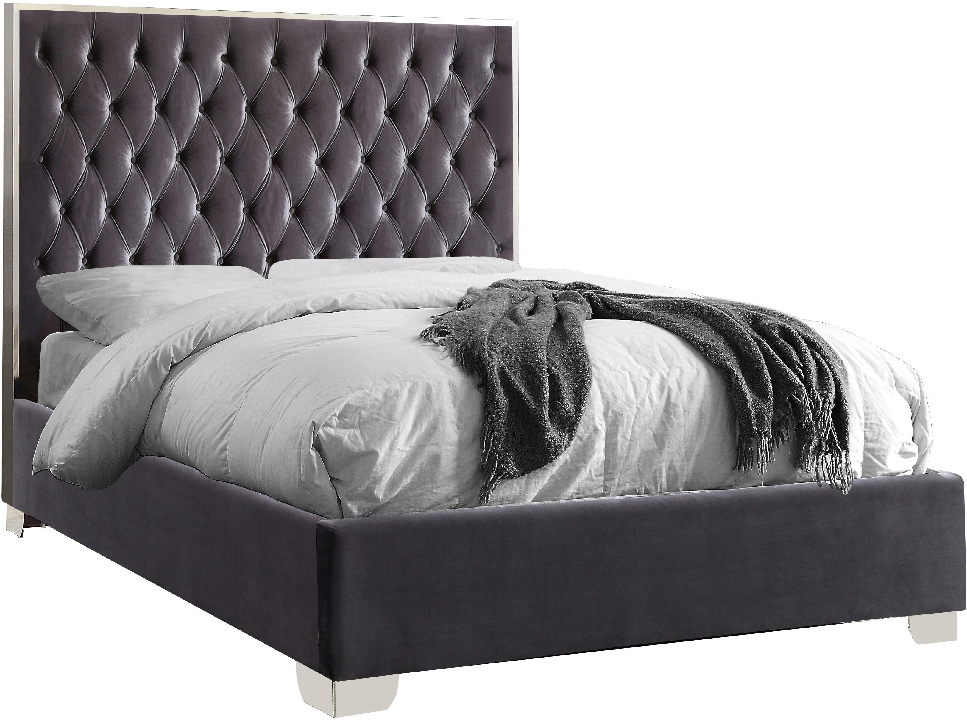 Lexi Grey Velvet King Bed - Luxe Home Furnishings (Jersey City, NJ)
