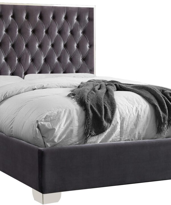 Lexi Grey Velvet Queen Bed - Luxe Home Furnishings (Jersey City, NJ)