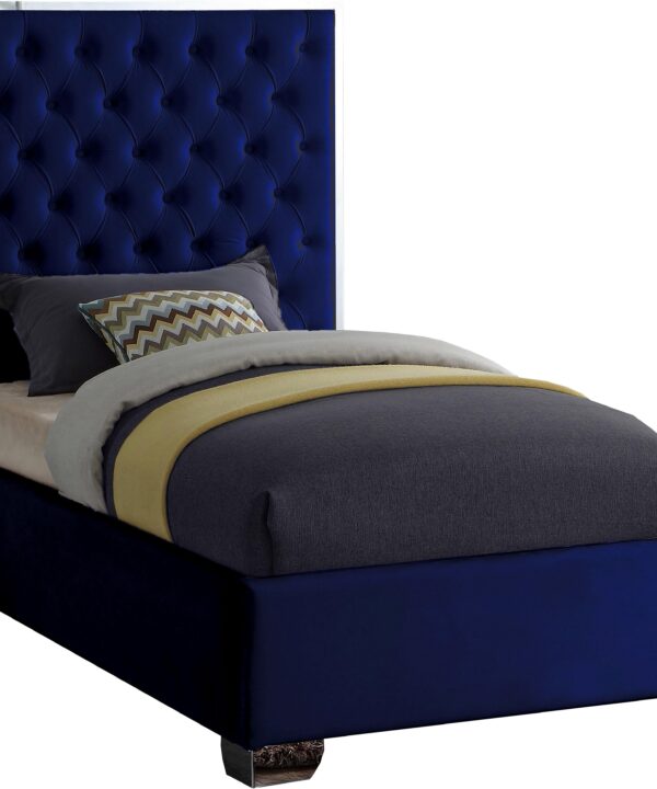 Lexi Navy Velvet Twin Bed - Luxe Home Furnishings (Jersey City, NJ)