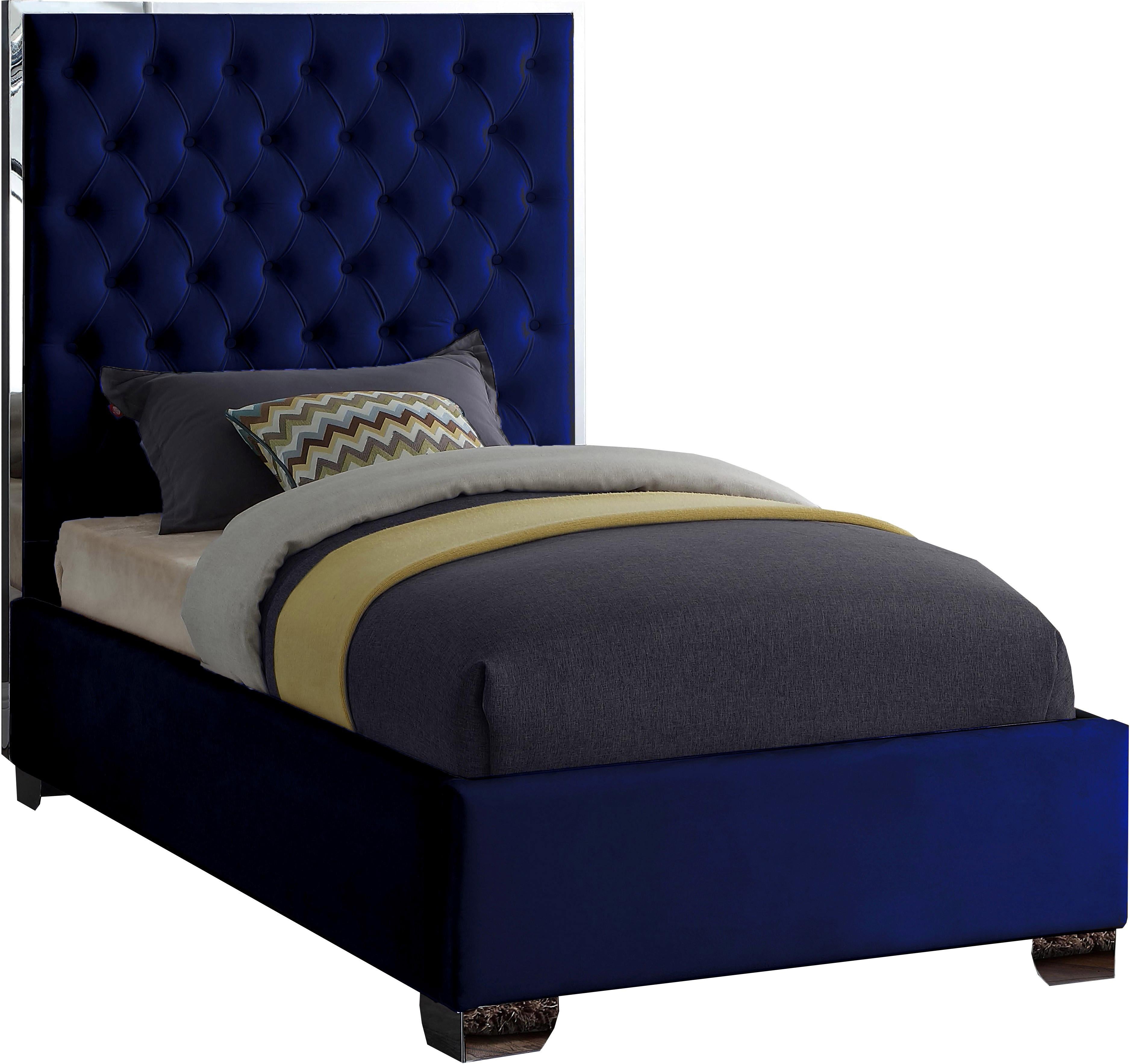 Lexi Navy Velvet Twin Bed - Luxe Home Furnishings (Jersey City, NJ)