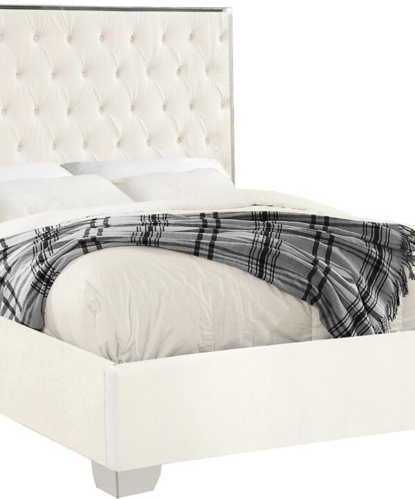Lexi White Velvet Full Bed - Luxe Home Furnishings (Jersey City, NJ)