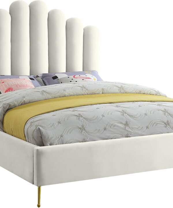 Lily Cream Velvet Full Bed
