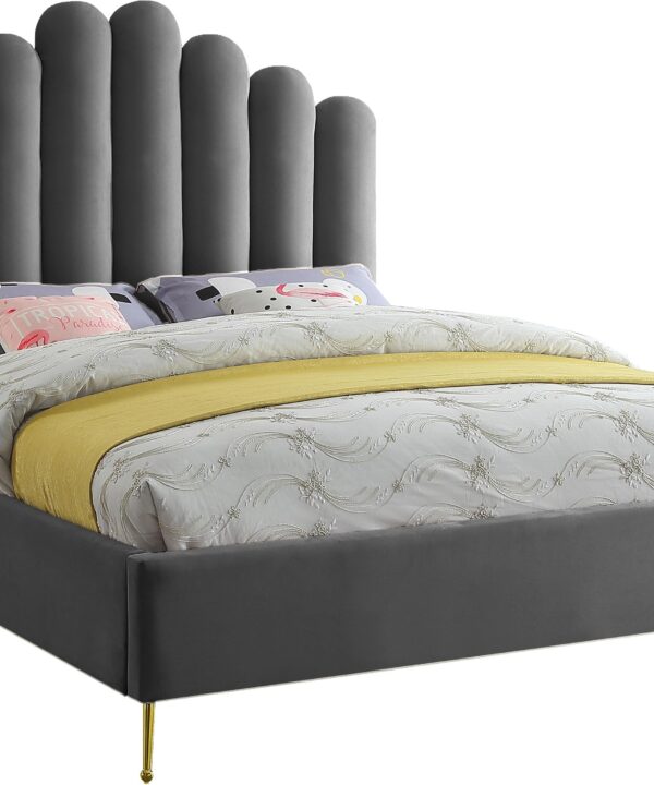 Lily Grey Velvet King Bed