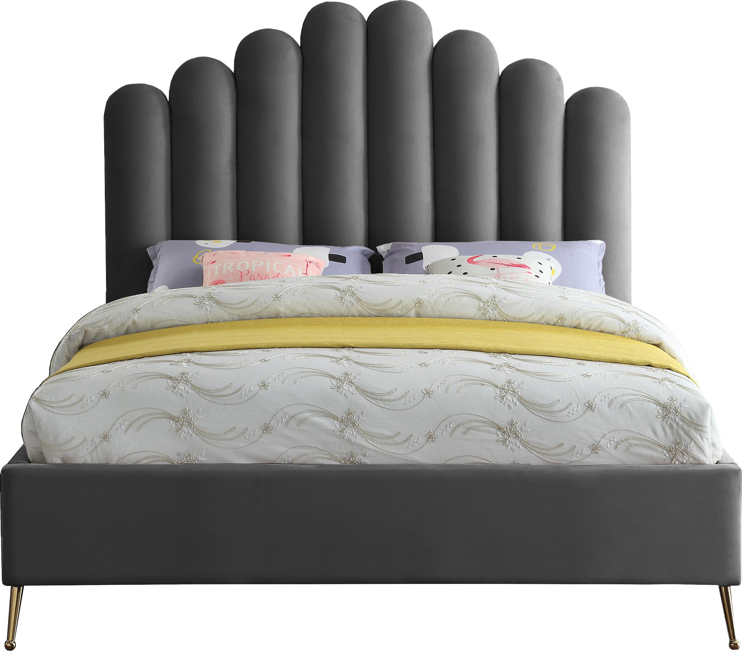 Lily Grey Velvet King Bed - Image 3