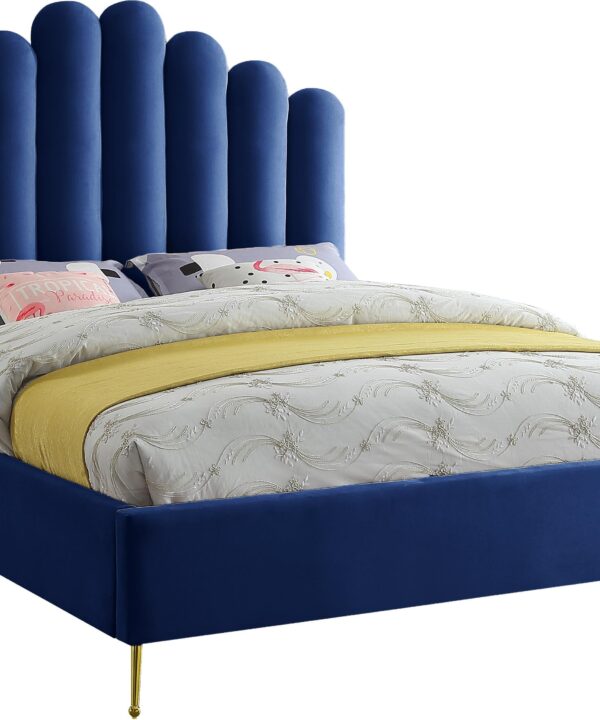 Lily Navy Velvet Full Bed