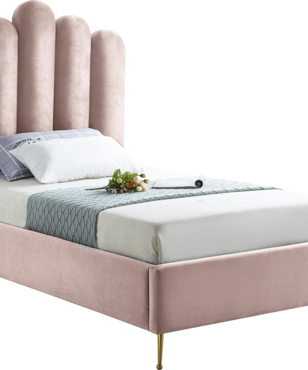 Lily Pink Velvet Twin Bed