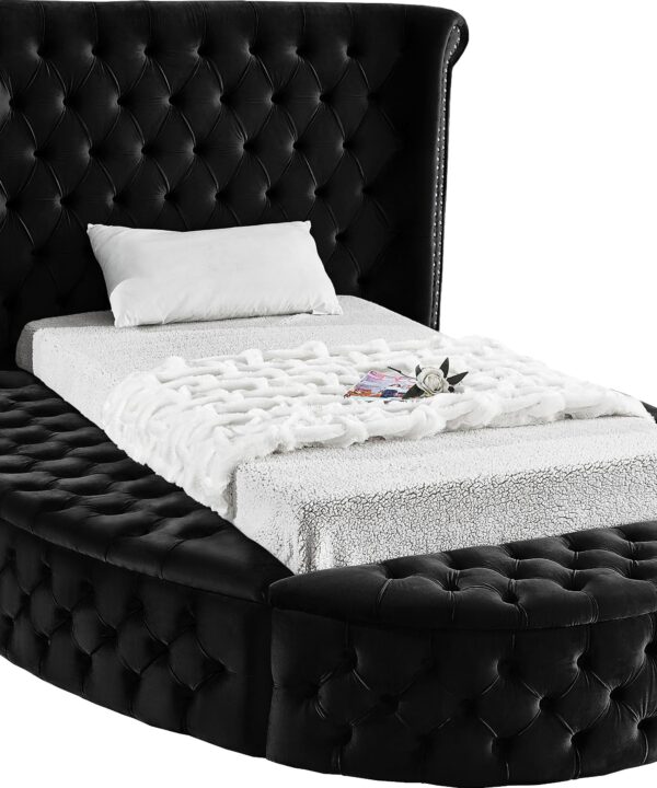 Luxus Black Velvet Twin Bed (3 Boxes)