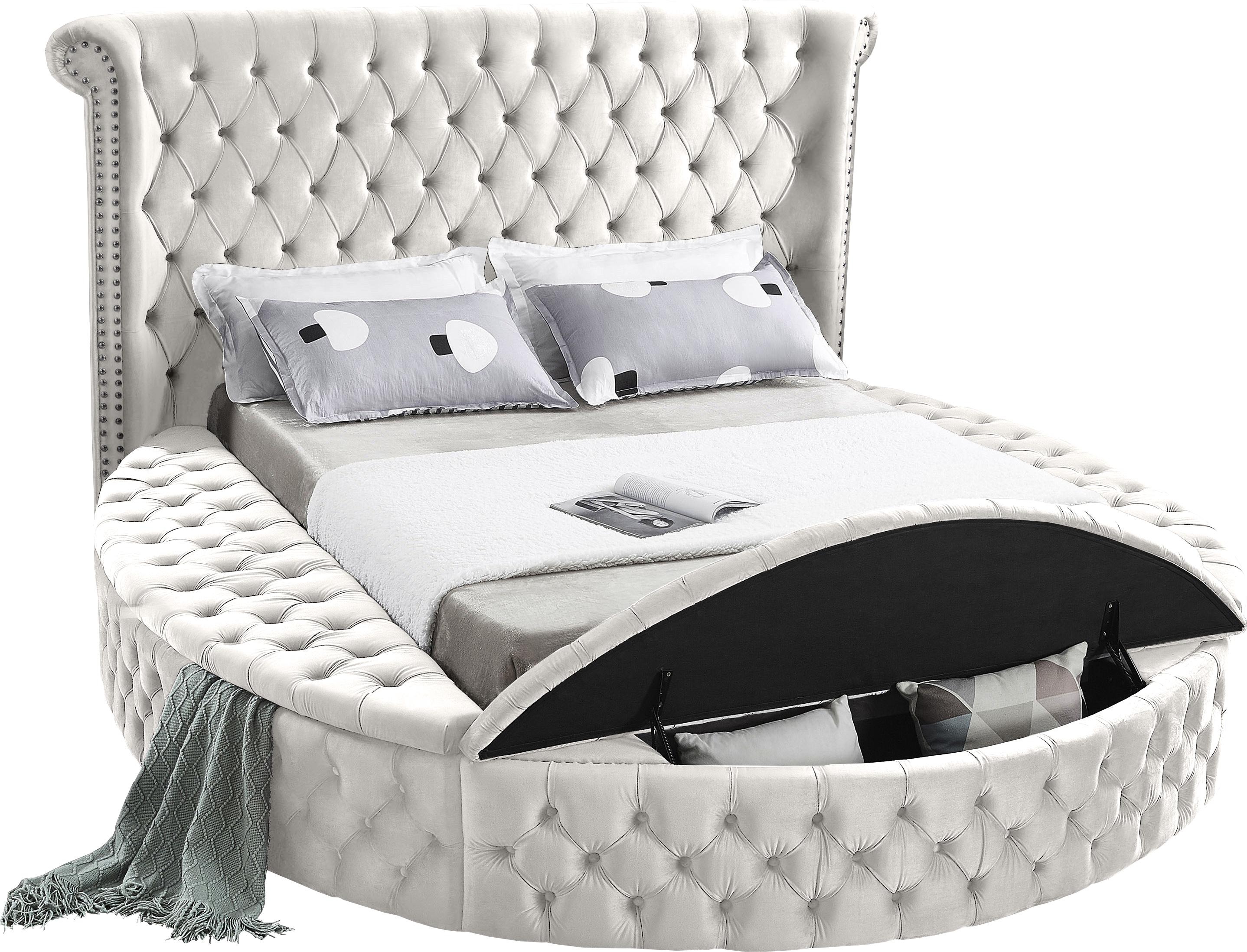 Luxus Cream Velvet Queen Bed (3 Boxes) - Image 2