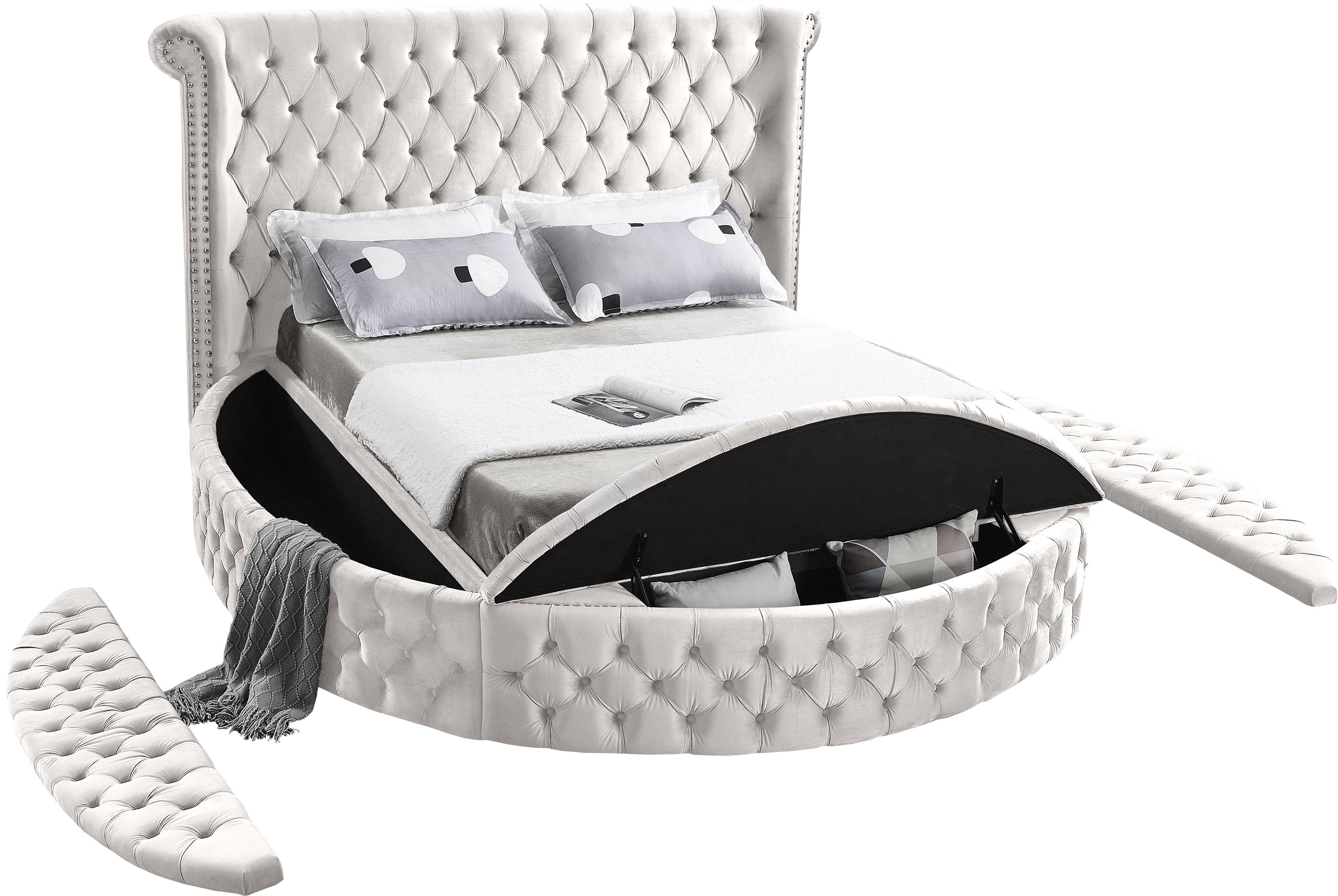 Luxus Cream Velvet Queen Bed (3 Boxes) - Image 7