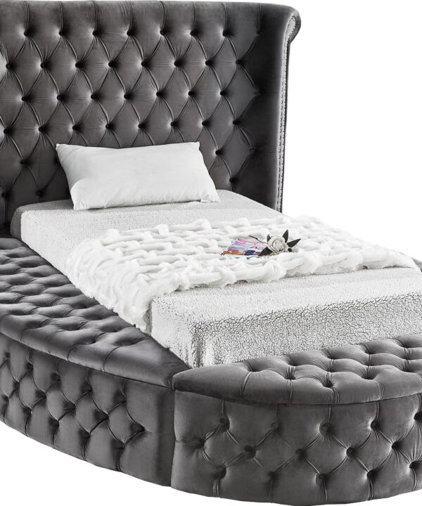 Luxus Grey Velvet Twin Bed (3 Boxes)