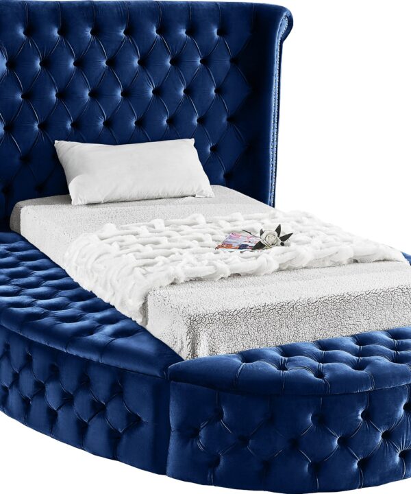 Luxus Navy Velvet Twin Bed (3 Boxes)