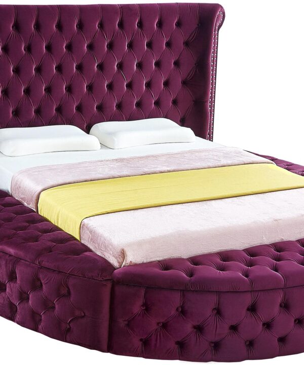 Luxus Purple Velvet Queen Bed