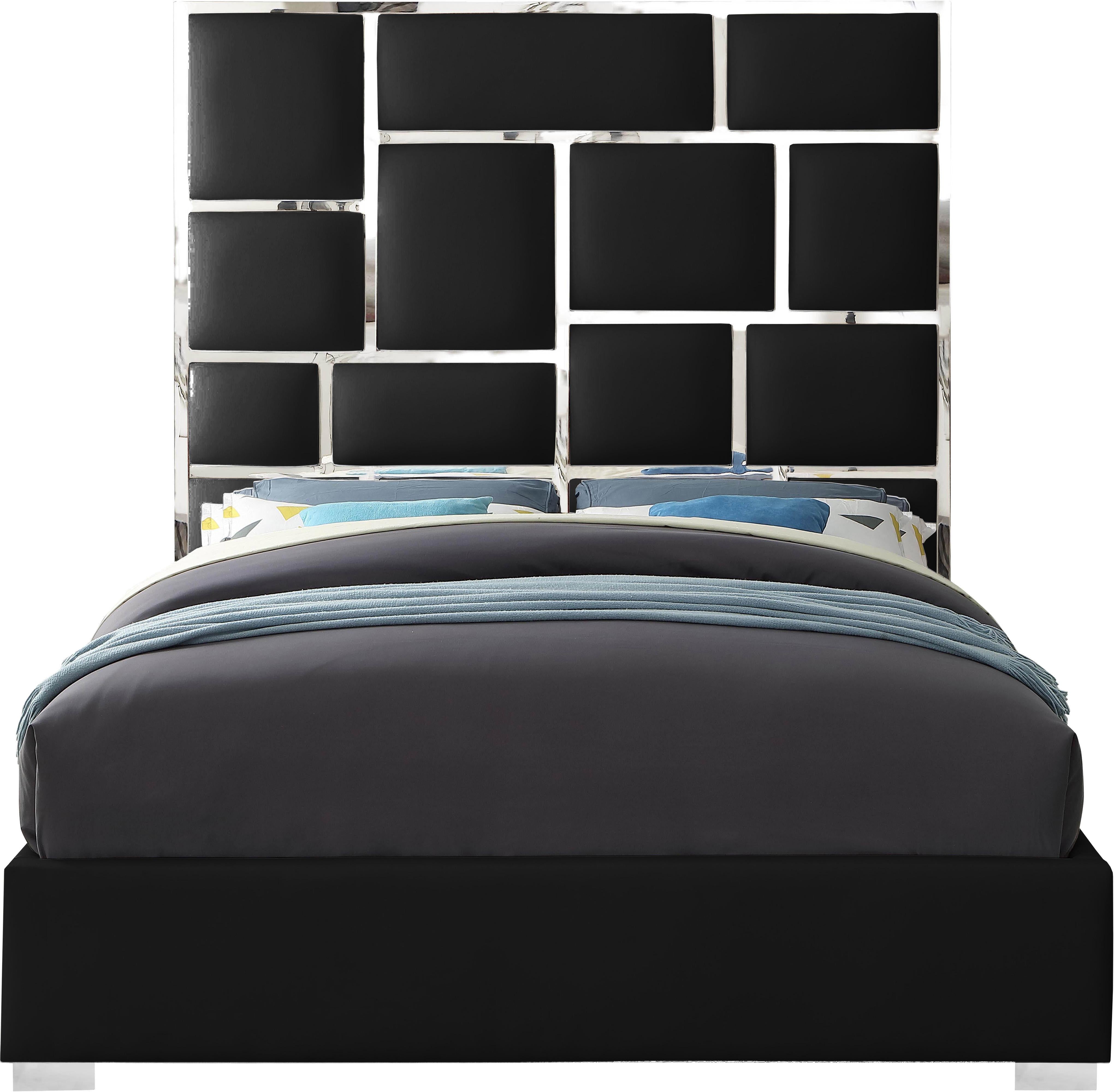 Milan Black Faux Leather Queen Bed - Image 2
