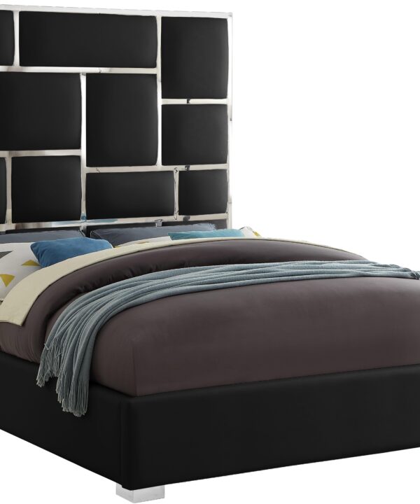 Milan Black Faux Leather Queen Bed