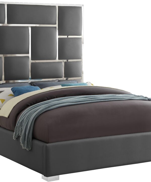 Milan Grey Faux Leather King Bed