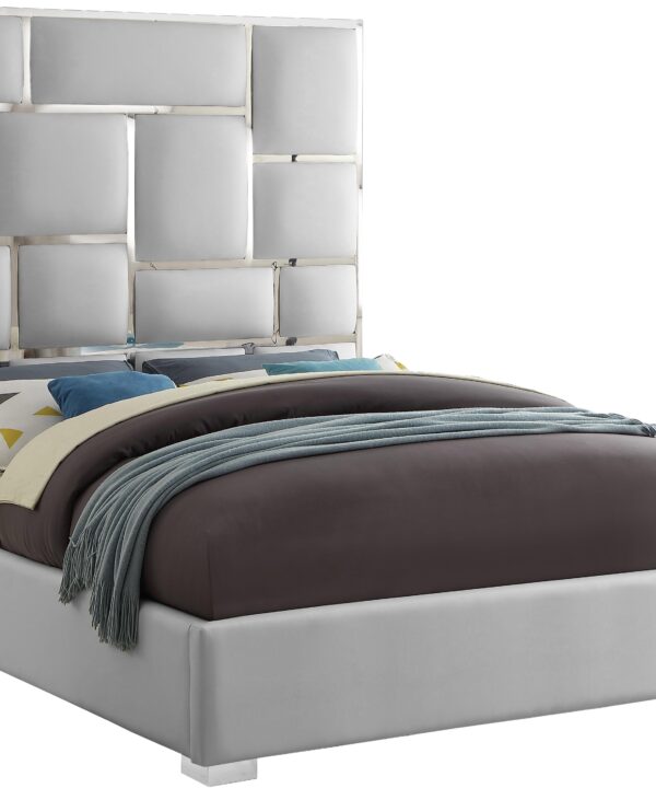 Milan White Faux Leather King Bed