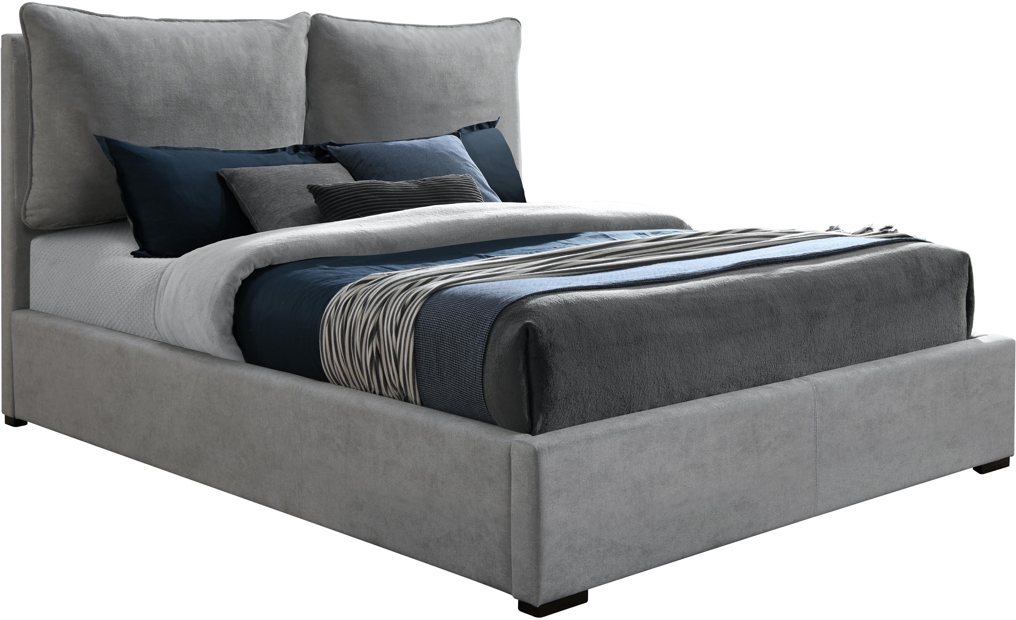 Misha Light Grey Polyester Fabric Full Bed (3 Boxes) - Luxe Home Furnishings (Jersey City, NJ)