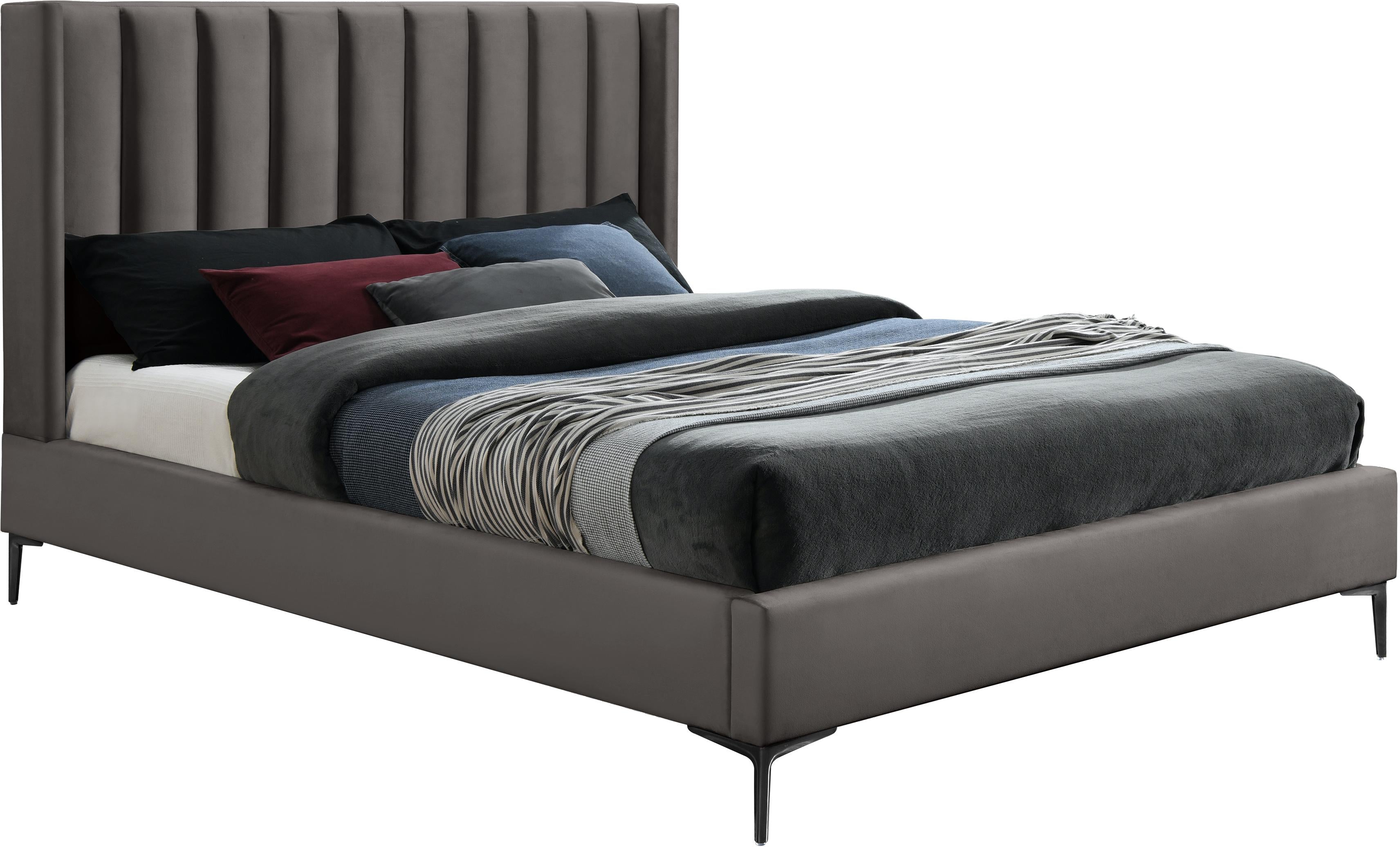 Nadia Grey Velvet King Bed - Luxe Home Furnishings (Jersey City, NJ)