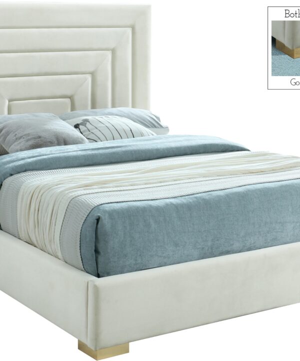 Nora Cream Velvet Full Bed - Luxe Home Furnishings (Jersey City, NJ)