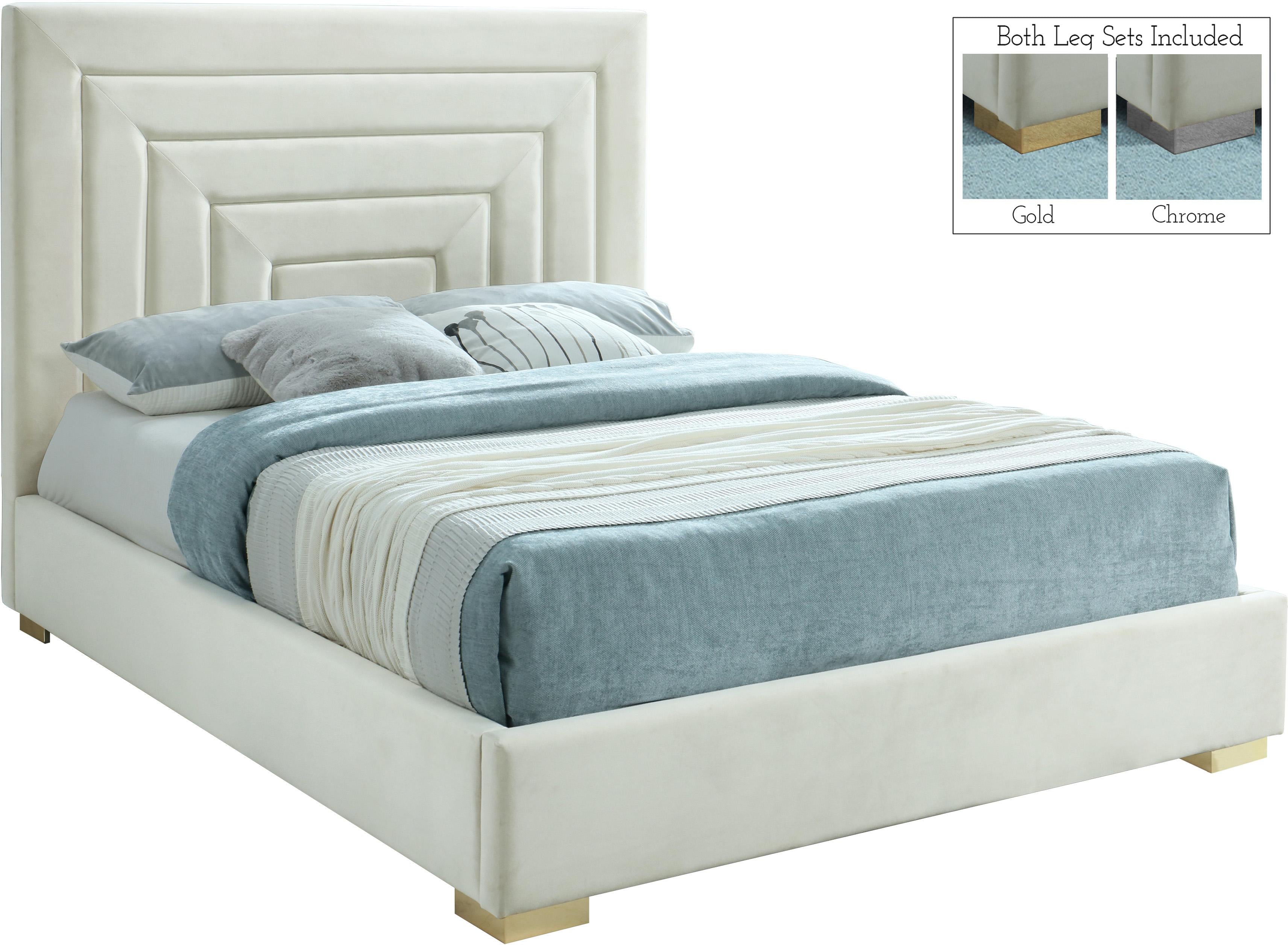 Nora Cream Velvet King Bed - Luxe Home Furnishings (Jersey City, NJ)