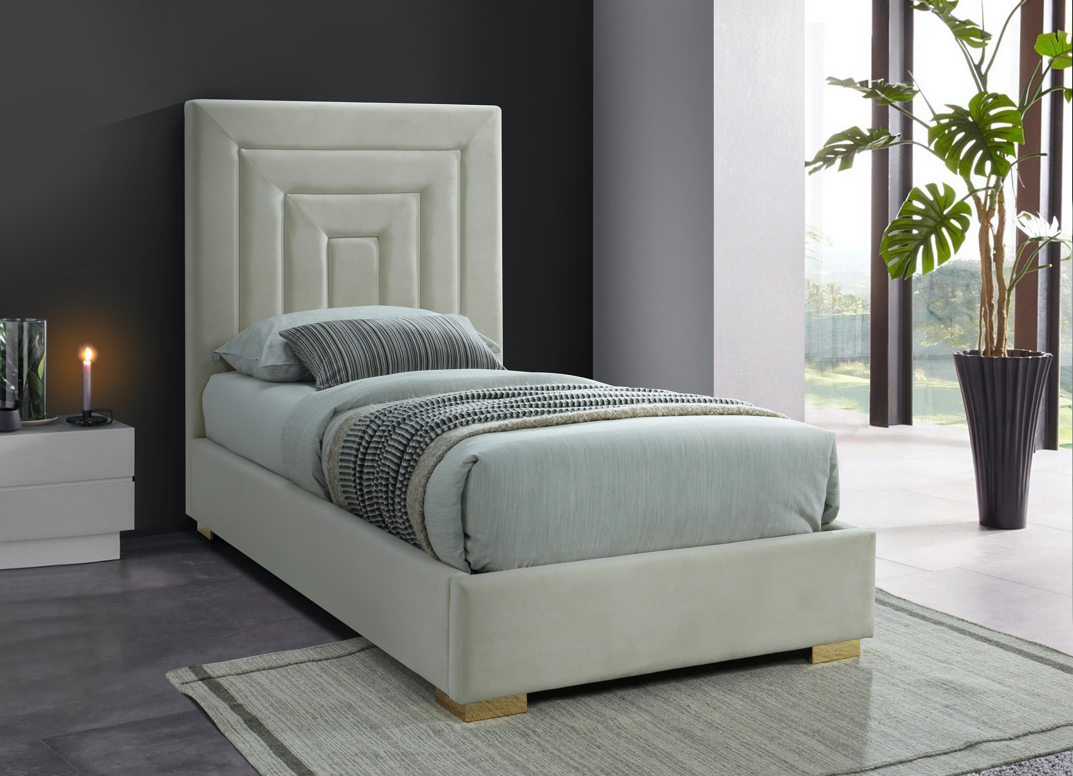 Nora Cream Velvet Twin Bed - Luxe Home Furnishings (Jersey City, NJ)